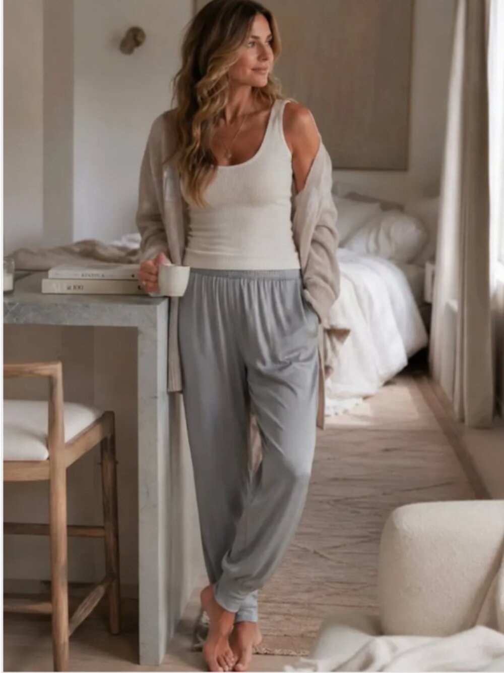 Michael Stars Gray Satin Jogger Pants